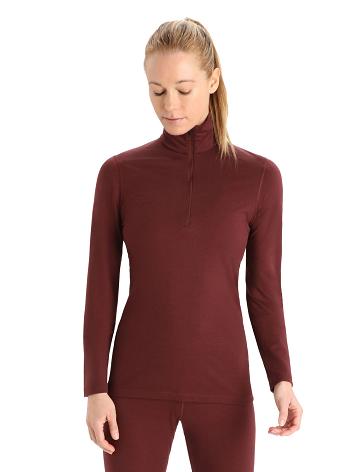 Base Layers Icebreaker Merino 200 Oasis Long Sleeve Half Zip Thermal Top Femme Rouge | FR 1902QMAZ